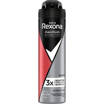 Imagen de Rexona Men Maximum Protection Spray Power Antitranspirante con 48 horas de protección contra la sudoración intensa y el olor corporal, 150 ml (paquete 1)