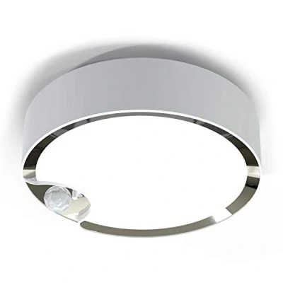 Imagen de WOOPHEN Lámpara de techo con sensor movimiento, funciona pilas, luz LED inalámbrica para interiores, blanca