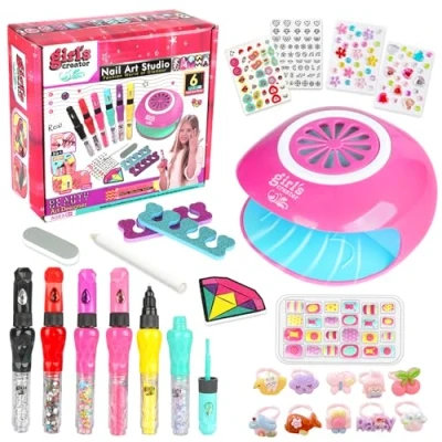 Imagen de UCAMP Set Manicura Niñas,Juegos De Salón Manicura,Kit Arte Uñas Para Niños,Set Niña,Estudio Infantil,Maquillaje Niñas Regalo Cumpleaños 6 7 8 9 10 11 12 Años