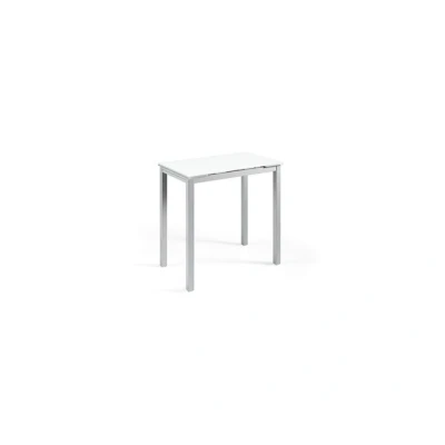 Imagen de MOMMA HOME Mesa de Cocina Extensible Modelo CALCUTA Color Blanco/Plata Material Cristal Templado/Metal 100/140 x 60 76 cm