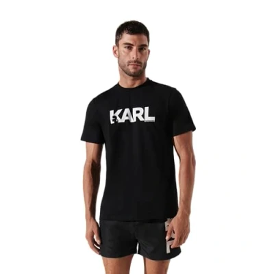 Imagen de KARL Lagerfeld LOGO Regular Camiseta de pijama, Hombre, Talla: Large, Black white