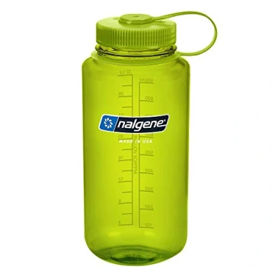 Imagen de Nalgene Sustain Tritan Botella de agua sin BPA hecha con material derivado del 50% residuos plástico, 32 onzas, boca ancha, color verde primavera