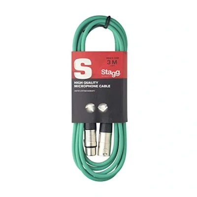 Imagen de Stagg 3 m cable XLR a conector para micrófono de calidad, verde