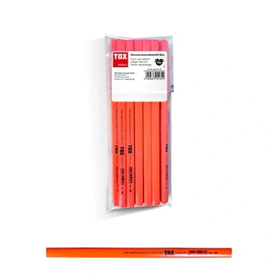 Imagen de TOX Neo Lápiz carpintero, oval cuadrangular, naranja neón, dureza media, para grosores de trazo 1 2 mm, sin afilar, longitud 250 09790100