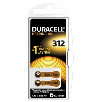 Imagen de Duracell Zinc Air Pilas de botón para audifonos 312 / A312 PR41, 1.4V 6 Piezas