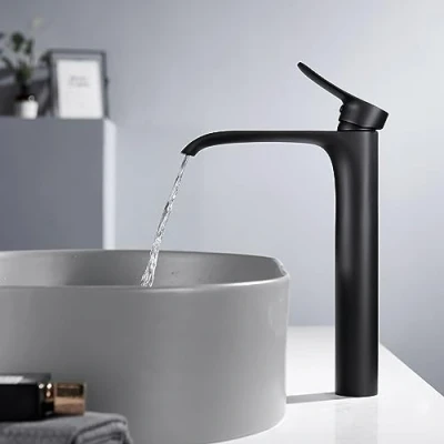 Imagen de Grifo Negro Baño de Lavabo Cascada Mezclador Agua Fría y Caliente Disponible
