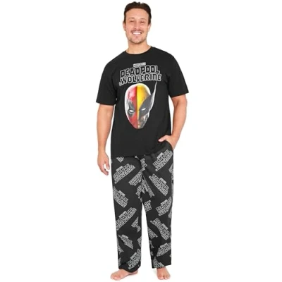 Imagen de Marvel Deadpool and Wolverine Pijama Invierno Set para Hombre Regalos Hombres y Adolescentes (Negro Wolverine, M)