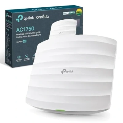 Imagen de TP Link AC1750 Wireless Access Point, Wi Fi Dual Band with MU MIMO, 2 Gigabit Ethernet Ports Support 802.3af/at/48V Passive PoE, Advanced Performance in High Density Environments (EAP265 HD)