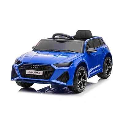 Imagen de Indalchess Coche eléctrico Infantil RS6 12V, Mando RC, Full Option, Ruedas Goma eva, Asiento Polipiel, Color Azul