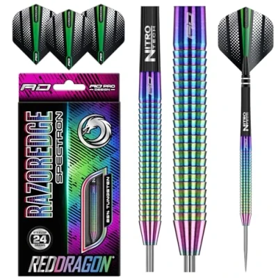 Imagen de RED DRAGON Razor Edge Spectron Dardos de tungsteno 24 Gramos con paletas y Ejes (vástagos)