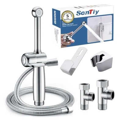 Imagen de SonTiy Kit de rociador bidé mano, accesorio musulmán para inodoro, ducha baño del Reino Unido, lavado pañales tela bebé, mascotas, higiene personal, presión