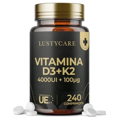 Imagen de Vitamina D3 y K2 4000 UI MK7 100% All Trans 240 Comprimidos (8 meses de Suministro) Soporte Óseo, Inmunidad Salud Cardiovascular Vit D Sin Gluten OGM, Alta Biodisponibilidad