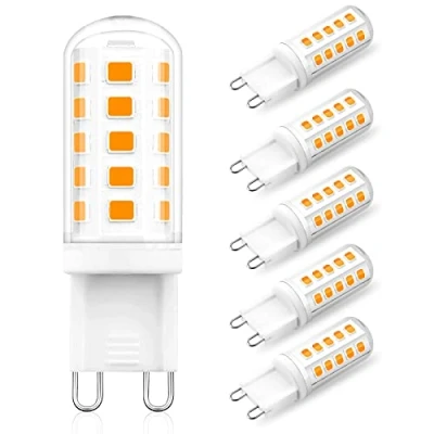 Imagen de H.W.S bombilla LED G9, 4 W, 400 lúmenes, sin parpadeo, repuesto de halógena 40 ángulo haz 360, no regulable, 6 unidades (3000 K, blanco cálido)