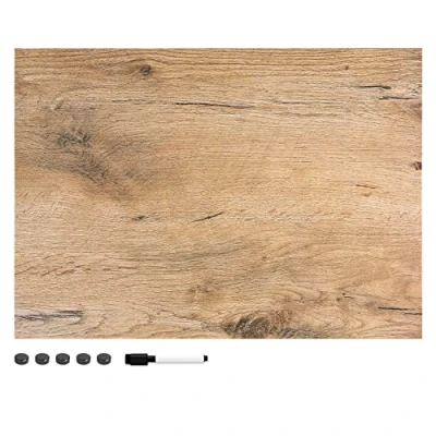 Imagen de Navaris Tablero de Notas magnético con diseño Madera Oscura Set Pizarra magnética 1x Marcador Negro y 5X imanes 70 x 50 cm