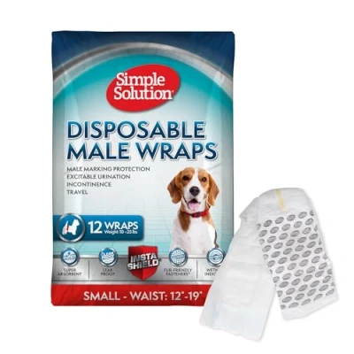 Imagen de Simple Solution Pañales Desechables para Perros Machos, Machos con Ajuste Super Absorbente a Prueba de Fugas, Micción Excitable, Incontinencia o Marcado Masculino
