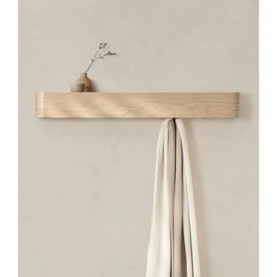 Imagen de Kazai. Perchero Pared Madera &#039;Toke&#039; Diseño Moderno con Ganchos Ocultos Panel de Chapa Maciza Roble, claro