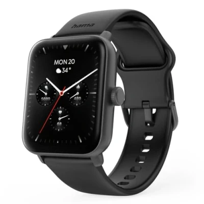 Imagen de Hama Reloj inteligente GPS integrado 6010&quot; (reloj deportivo, pantalla TFT de 1,65&quot;, función llamadas y control voz Siri/Google, impermeable IP68/3 ATM), color negro