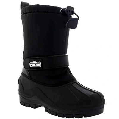 Imagen de Unisexo Niños Ponerse Cordón Cierre Nylon Nieve Lluvia Botas De Piel BLK38 AYC0154