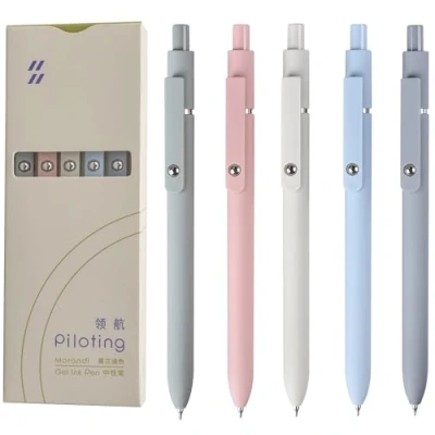 Imagen de MengRan Juego de bolígrafos tinta gel pilotaje, punta fina 0.5 mm, secado rápido, bonitos elegantes para mujeres, regalos mujeres (5 piezas morandi negra)