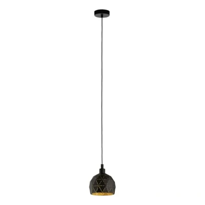 Imagen de Eglo Roccaforte lámpara colgante de 1 foco, metal negro, dorado, comedor y salón con casquillo E14, diámetro 17 cm