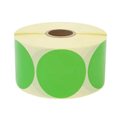 Imagen de Prolac 1000 unidades de puntos adhesivos coloridos en rollo, 50 x mm, color verde, adhesivos, redondos, perfectos para la identificación oficina