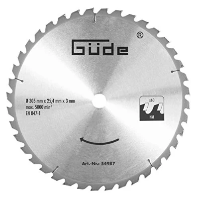 Imagen de Güde Hoja de sierra para madera 54987 HM 305x25.4x60Z (cuchilla metal duro — 305 x 25 mm con 4x60 dientes)