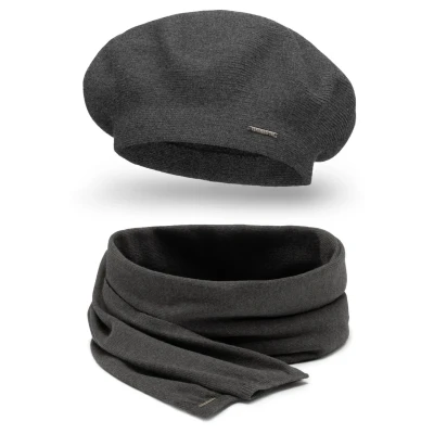 Imagen de Vivisence 7005 Beret AND Scarf SET Bufanda, Mujer, Talla: One Size, Dark grey