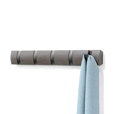 Imagen de Umbra Flip Perchero de pared con 5 ganchos extraíbles, Álamo, Gris/Peltre