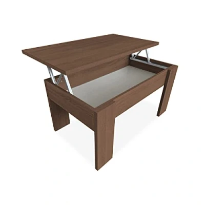 Imagen de Duérmete Online Nogal, Mesa de Centro Elevable, Mesita Salón o Comedor, Acabado en Color, Medidas: 90 cm (Ancho) x 50 (Fondo) 46 57 (Alto), Madera, 46/57