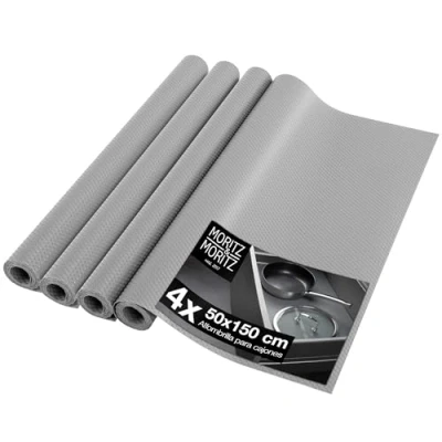 Imagen de Moritz &amp; Kitchen Juego de 4 Alfombrillas para cajones 50x150cm Protector Cocina como Antideslizante armarios o Nevera Incl. 20 Pegatinas Tablero