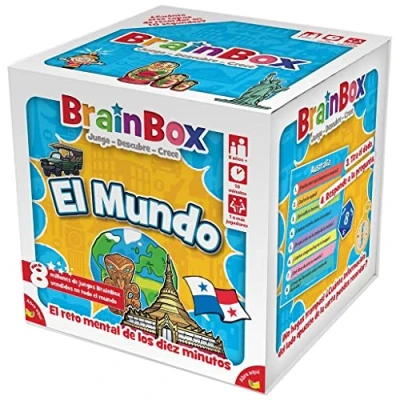 Imagen de Beezerwizzer Studio BrainBox El mundo Juego de Cartas Memoria y Observación para Familias Niños Educativo A Partir 8 Años 1 Jugador 10 Minutos por Partida Español