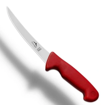 Imagen de HESTENBERG Solingen Germany cuchillo para deshuesar recto y curvado en rojo, adecuado como de carnicero, carnicero carne (curvado 6 pulgadas)