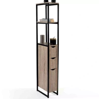 Imagen de IDMarket Mueble WC 3 puertas Detroit Design Industrial con estantes