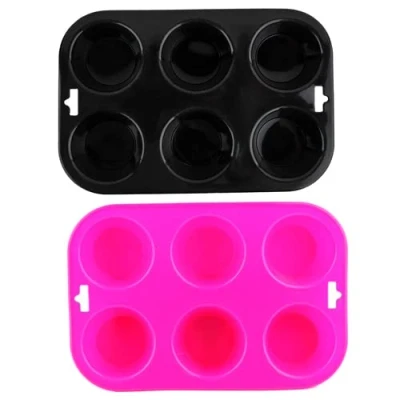 Imagen de Selecto Bake Molde de silicona para panecillos Yorkshire, 6 tazas, antiadherente, hornear, color negro, rosa, paquete 2