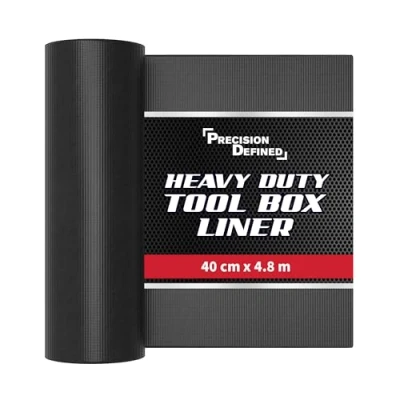 Imagen de PD Protector Cajones Antideslizante 40 cm x 4.8 m Rollo Cocina Forro Caja de Herramientas Profesional Alfombrilla Recortable Gruesa Color Negro