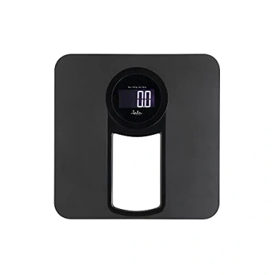 Imagen de Jata HBAS1416 Báscula de Baño Digital Grasa Corporal, Pantalla LCD, Alta precisión, Extraplana, Capacidad 150 kg, Plataforma Vidrio, Apagado Automático, Incluye Pilas, Negro