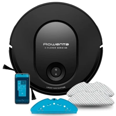 Imagen de Rowenta X Plorer Serie 65 Robot Aspirador, aspira y friega, tecnología láser, Cobertura Total, mapeo Permanente, hasta 168 min autonomía, diseño Muy Plano, Capacidad Subir sobre alfombras, RR8L65