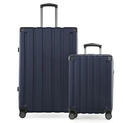 Imagen de Hauptstadtkoffer Q Damm TSA Maleta rígida con 4 ruedas, azul oscuro, Koffer Set (S+L), Juego de maletas