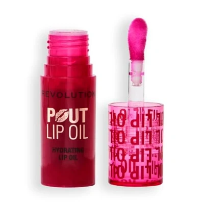 Imagen de Revolution, Aceite Labial Nutritivo Pout, de Labios con Color, Brillo Intenso, Acabado No Pegajoso, Vegano y Libre Crueldad Animal, Cherry Red, 4ml