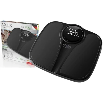 Imagen de Adler AD8172B Báscula de Baño Digital Eléctrica, Alta Precisión, Pantalla LED, hasta 180Kg, Diseño Moderno, Apagado Automático, Superficie Antideslizante, Negro