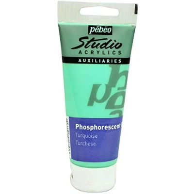 Imagen de Pébéo Studio Acrílics 100 ml Gel fosforescente Azul turquesa Enlace acrílico para pintura autoluminiscente de