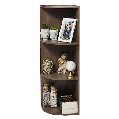 Imagen de Iris Ohyama Estantería Esquinera de 3 Niveles, Marrón Exposición, Modular, Almacenamiento, para Sala Estar, Habitación, Oficina, Espacio Ahorrado, Librería, Montaje Fácil, CX 3C