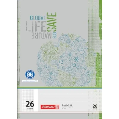 Imagen de Brunnen 104412601 Cuaderno Reciclado A4 (16 hojas, cuadriculado, línea 26, con margen)