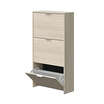 Imagen de Habitdesign Zapatero 3 Puertas, Estrecho, Acabado en Color Roble Canadian, Medidas: 60 cm (Largo) x 113 (Alto) 22 (Fondo)