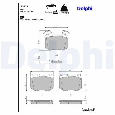 Imagen de DELPHI LP3927 Juego de pastillas freno preparado para indicador desgaste Chapa antichirridos sin accesorios MERCEDES BENZ: GLC Coupé