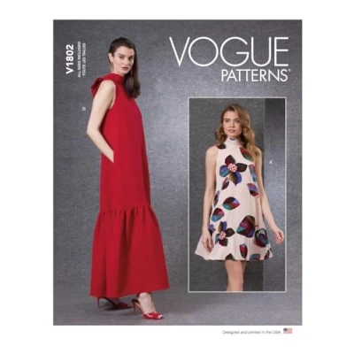 Imagen de Vogue Patterns V1802A Vestido de mujer A (XS S M L XL XXL)
