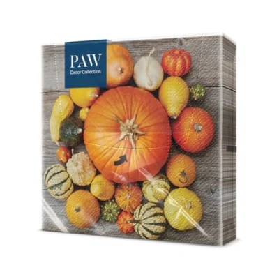 Imagen de PAW Servilletas de Papel 3 Capas (33 x 33 cm) 20 Unidades Decorativas con Temática Otoño Ideal para Decoración Otoñal y Eventos Color: Pumpkin Composition