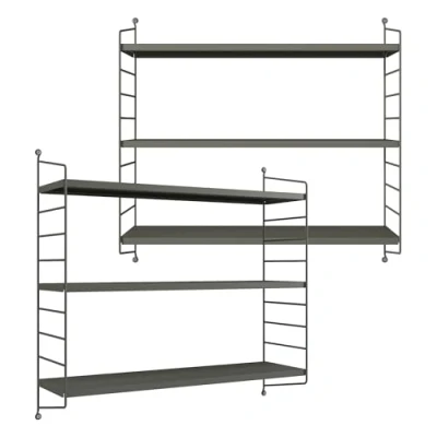Imagen de [en.casa] Juego de 2 Estantería Pared Strängnäs Estante Mural Baldas 3 Niveles Mueble Salón Despacho Acero Duradero 50 x 60 15 cm Antracita