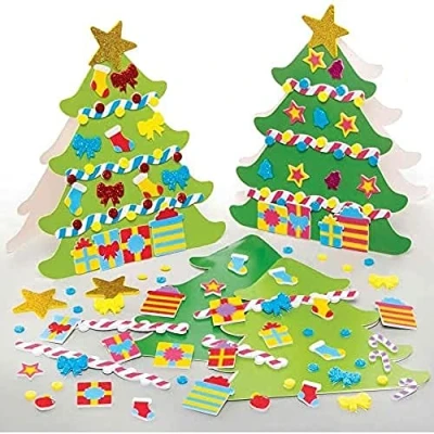 Imagen de Baker Ross FE910 Kit de Tarjetas Navideñas Combinables Paquete 6, Espacios en Blanco para Hacer Tarjetas, haz tus Propias Navideñas, Ideales Proyectos Manualidades Niños