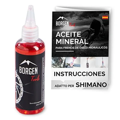Imagen de Aceite Mineral Borgen Adecuado para Frenos de Disco hidráulicos Shimano 100 ml líquido Varios procesos Sangrado Compatible con el Kit Bicicleta